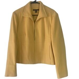 Louben Vintage 90s Women's Size 14 Yellow Wool Cashmere Blend Full Zip Jacket